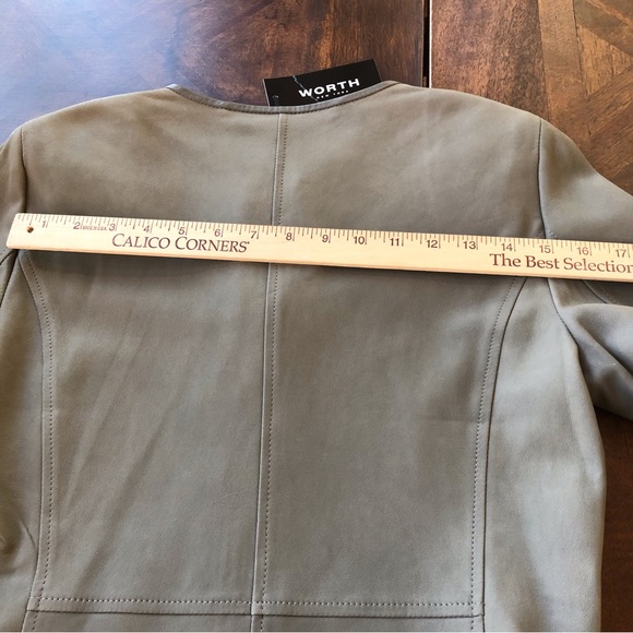 Worth Green Light Weight Leather Zip Jacket New Size 10 - Picture 15 of 16